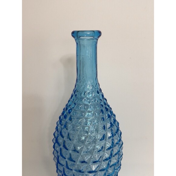 Vtg 16" Blue Empoli Genie Bottle Diamond Point Italian Art Glass No Stopper - Picture 4 of 8